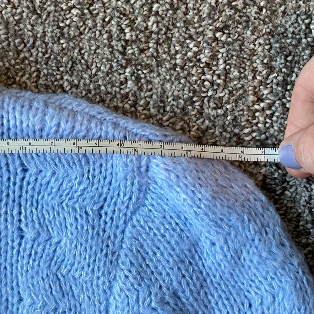 Sky Blue Cardigan with Ivory Floral Button Accents Cottagecore Boho Peasant - Picture 7 of 9